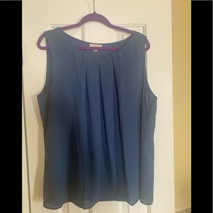 Loft sleeveless pleat neck blouse